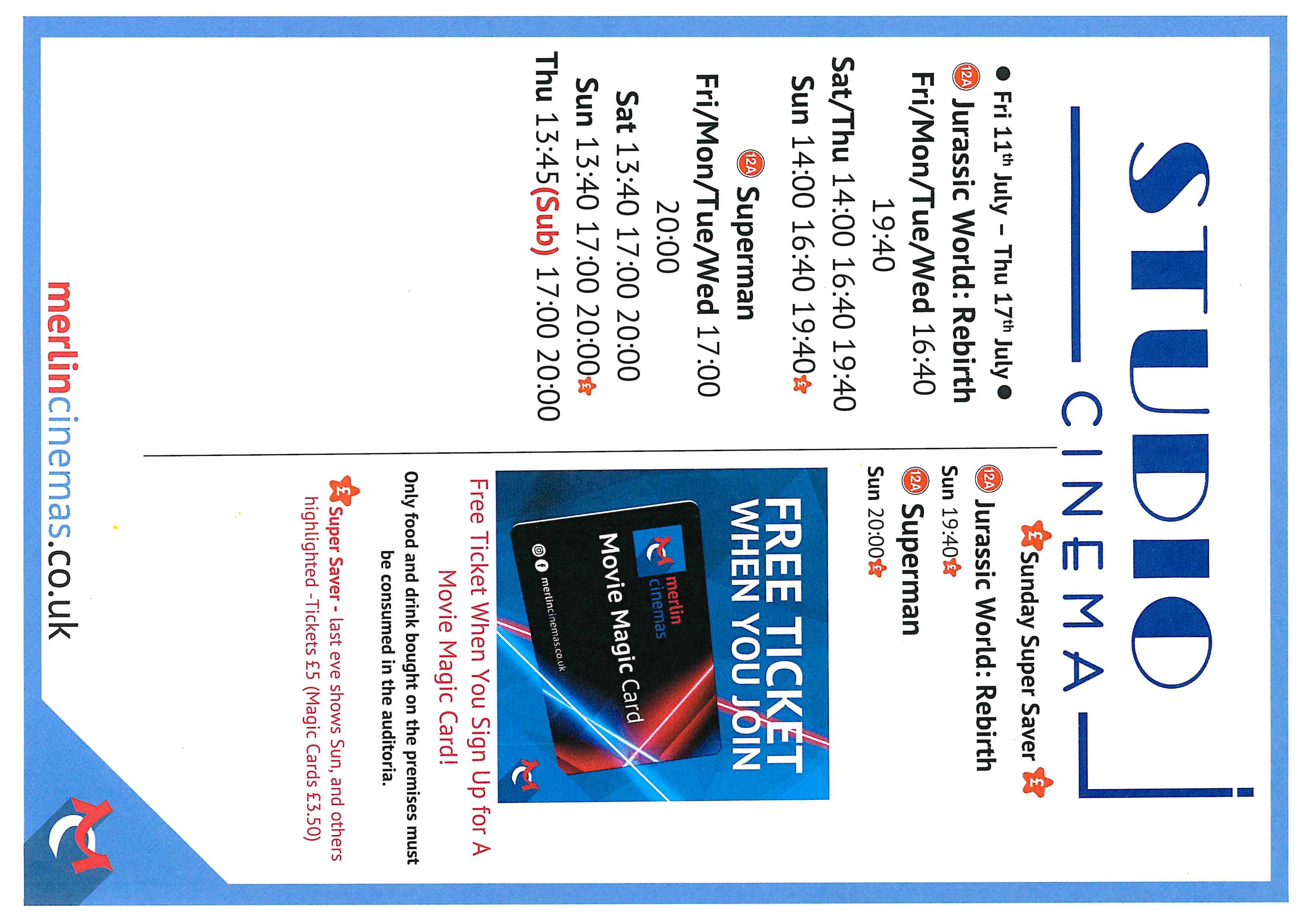 Cinema listings on at Studio Cinema in Coleford. Visit www.merlincinemas.co.uk